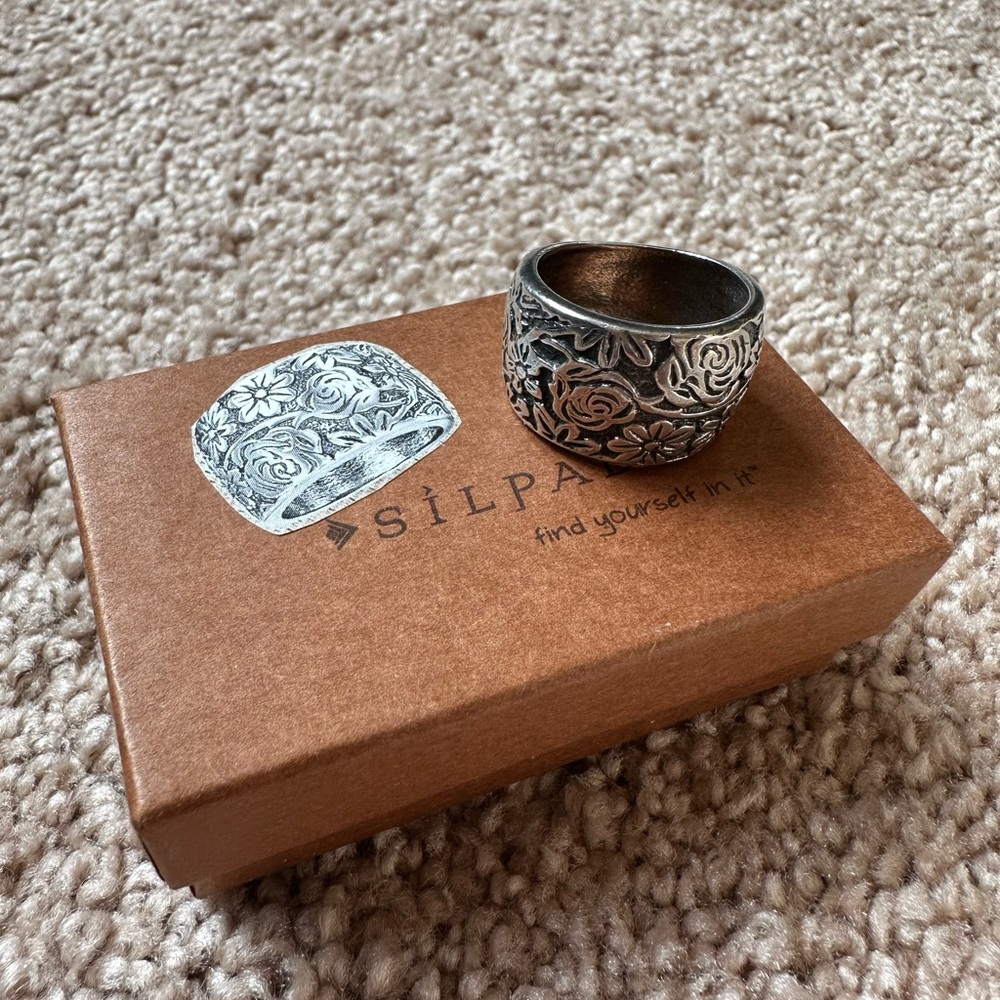 Silpada silver floral R1583 ring size 7